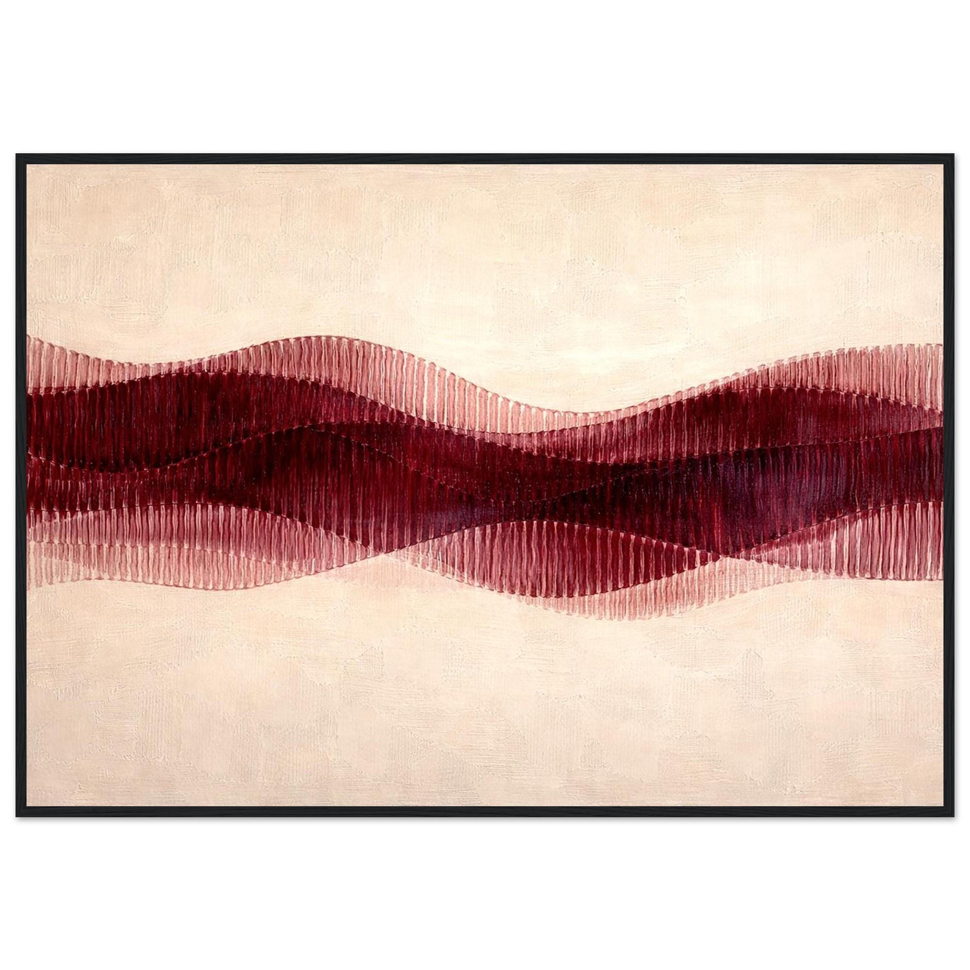 Modern Soyut Duvar Sanatı | Minimalist Bordo Yatay Sanat Eseri, Nötr Çağdaş Kanvas, Dikkat Çekici Ev Dekorasyonu