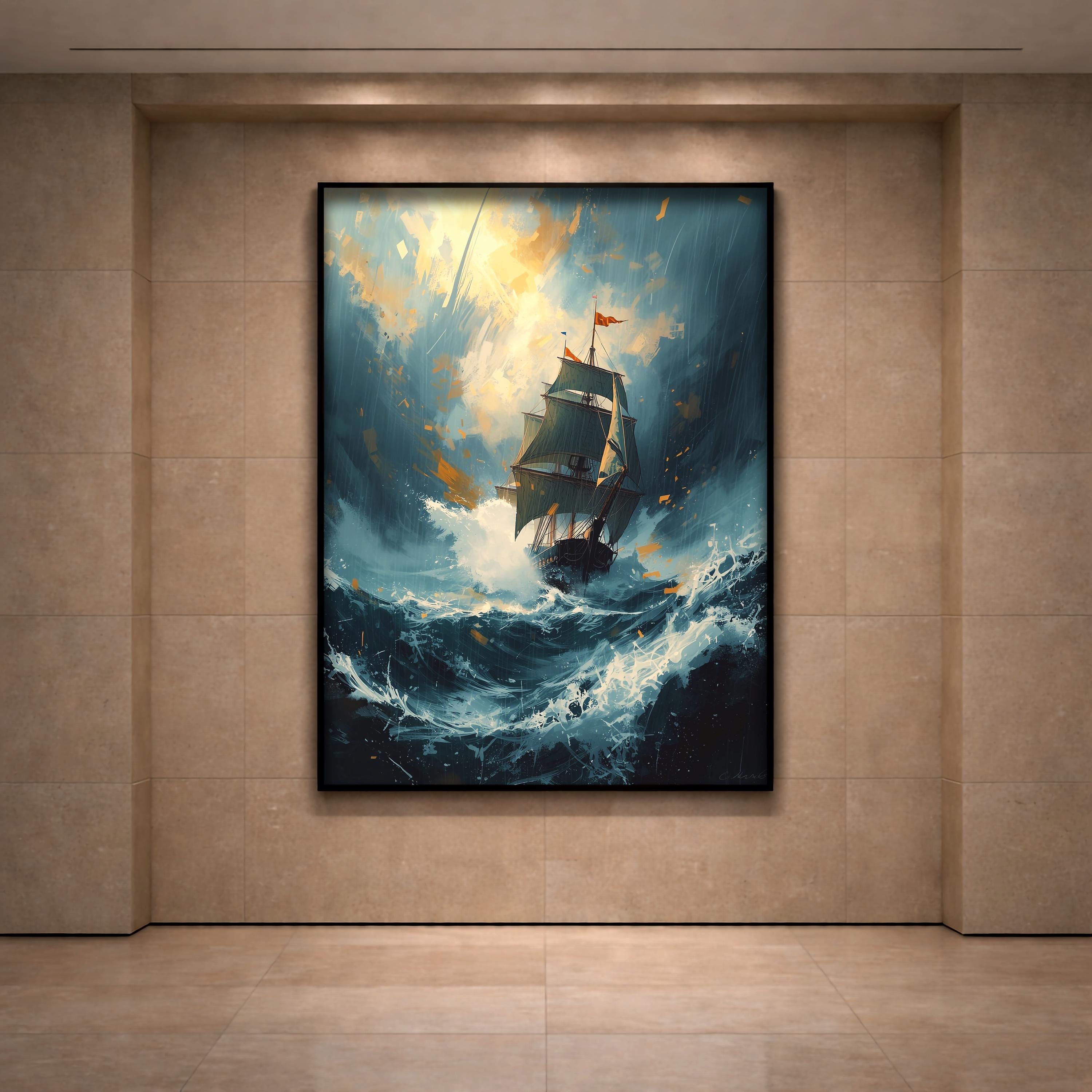 Yelkenli Gemi Duvar Sanatı | Denizcilik Temalı Baskı, Etkileyici Denizcilik Posteri
