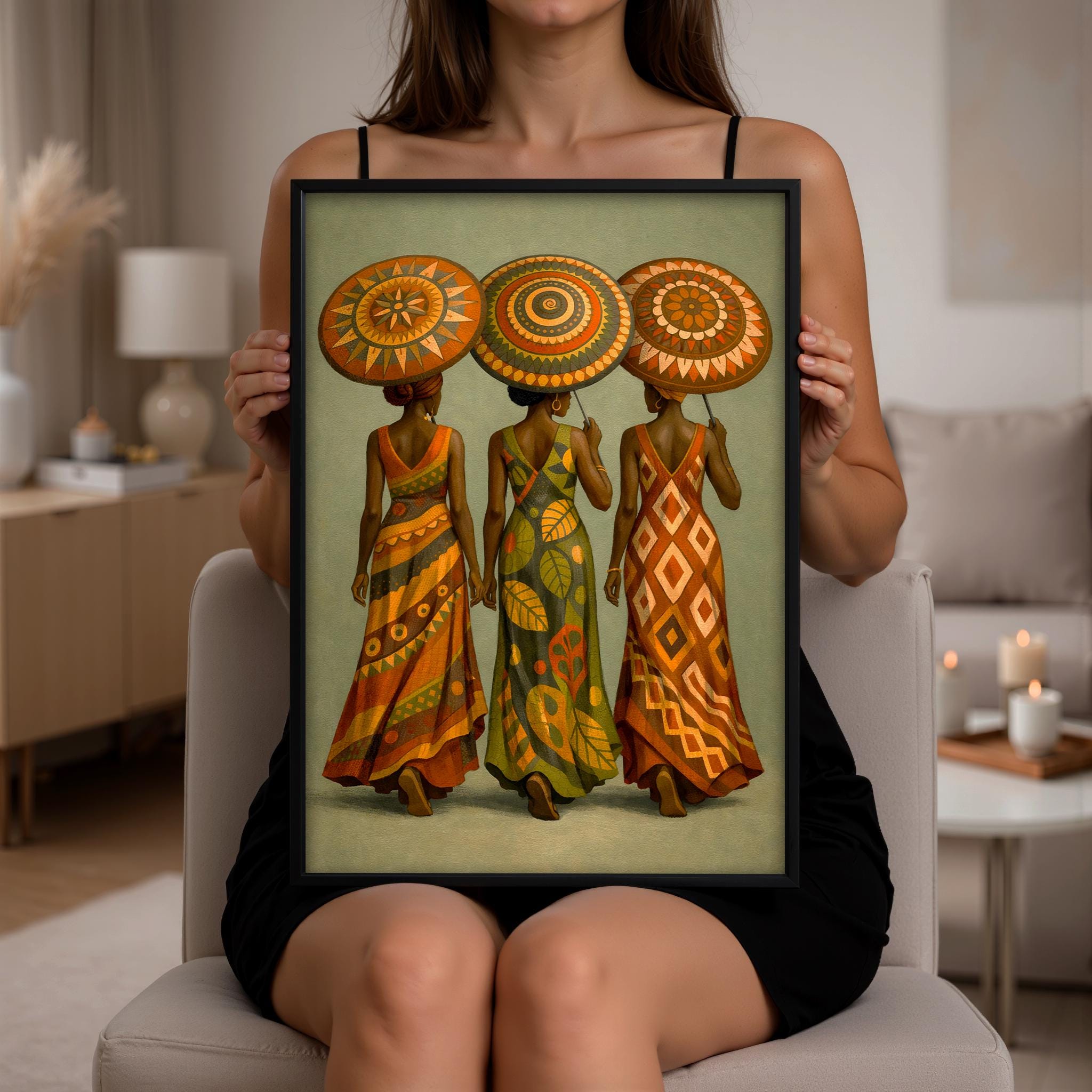 Afrika Kadınları Duvar Sanatı | Renkli Afrocentric Portre Baskısı, Kültürel Kadın Sanatı, Dikkat Çekici Ev Dekorasyonu