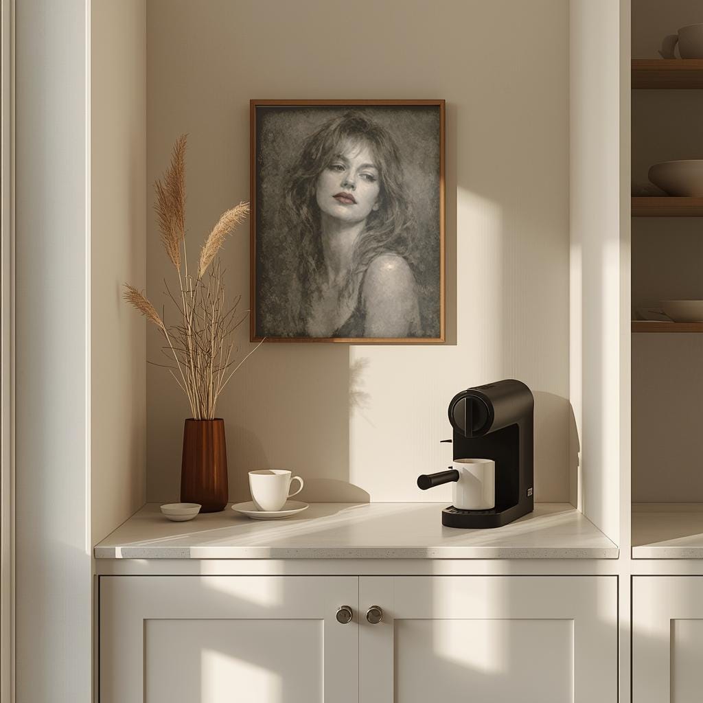 Noir Kadın Portresi Sanat Baskısı | Siyah Beyaz ve Kırmızı Vurgular