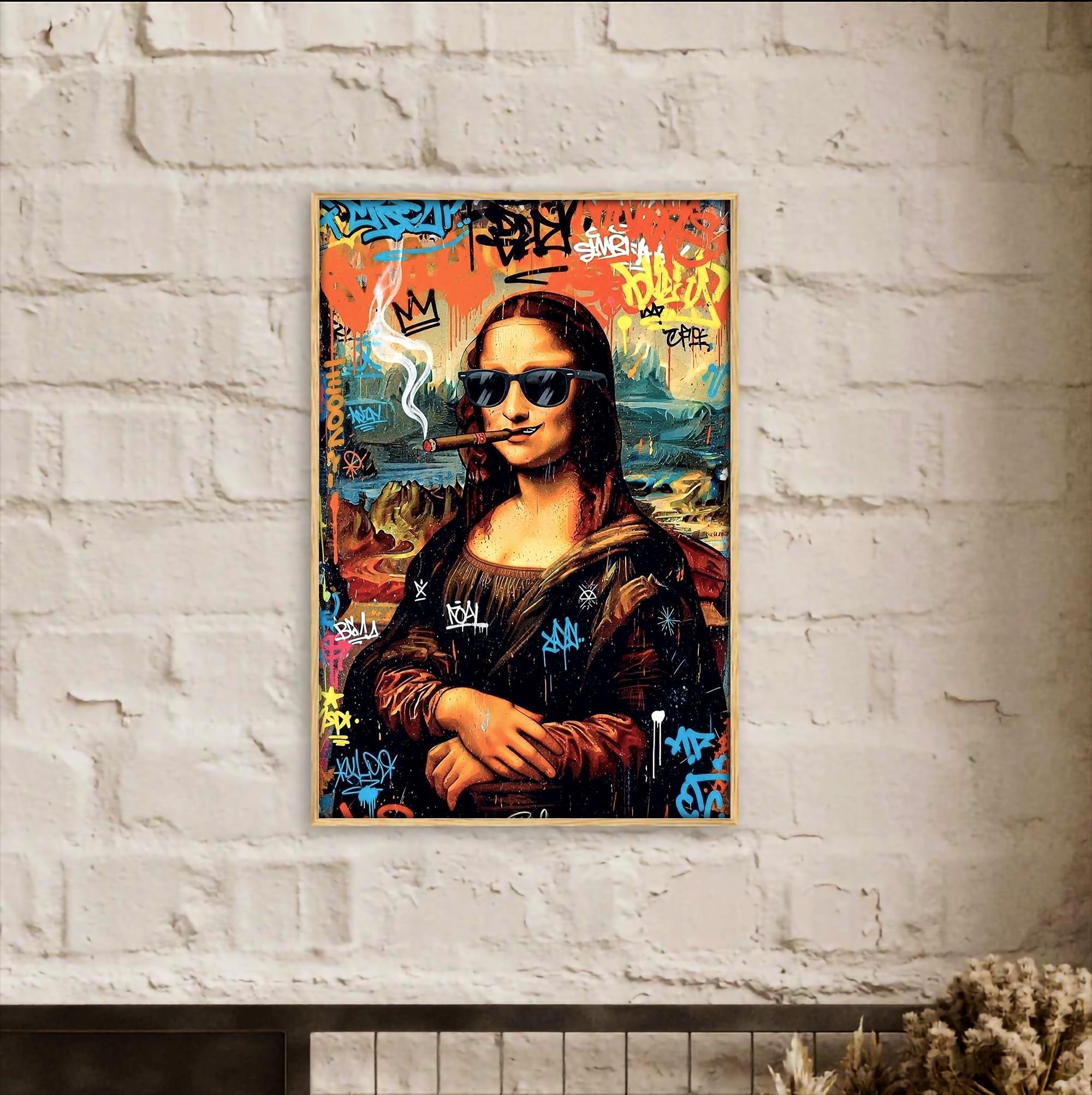 Mona Lisa Şehir Grafiti Sanatı | Pop Sokak Sanatı Baskısı | Modern Dikkat Çekici Dekorasyon