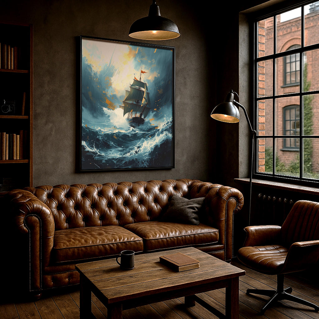 Yelkenli Gemi Duvar Sanatı | Denizcilik Temalı Baskı, Etkileyici Denizcilik Posteri