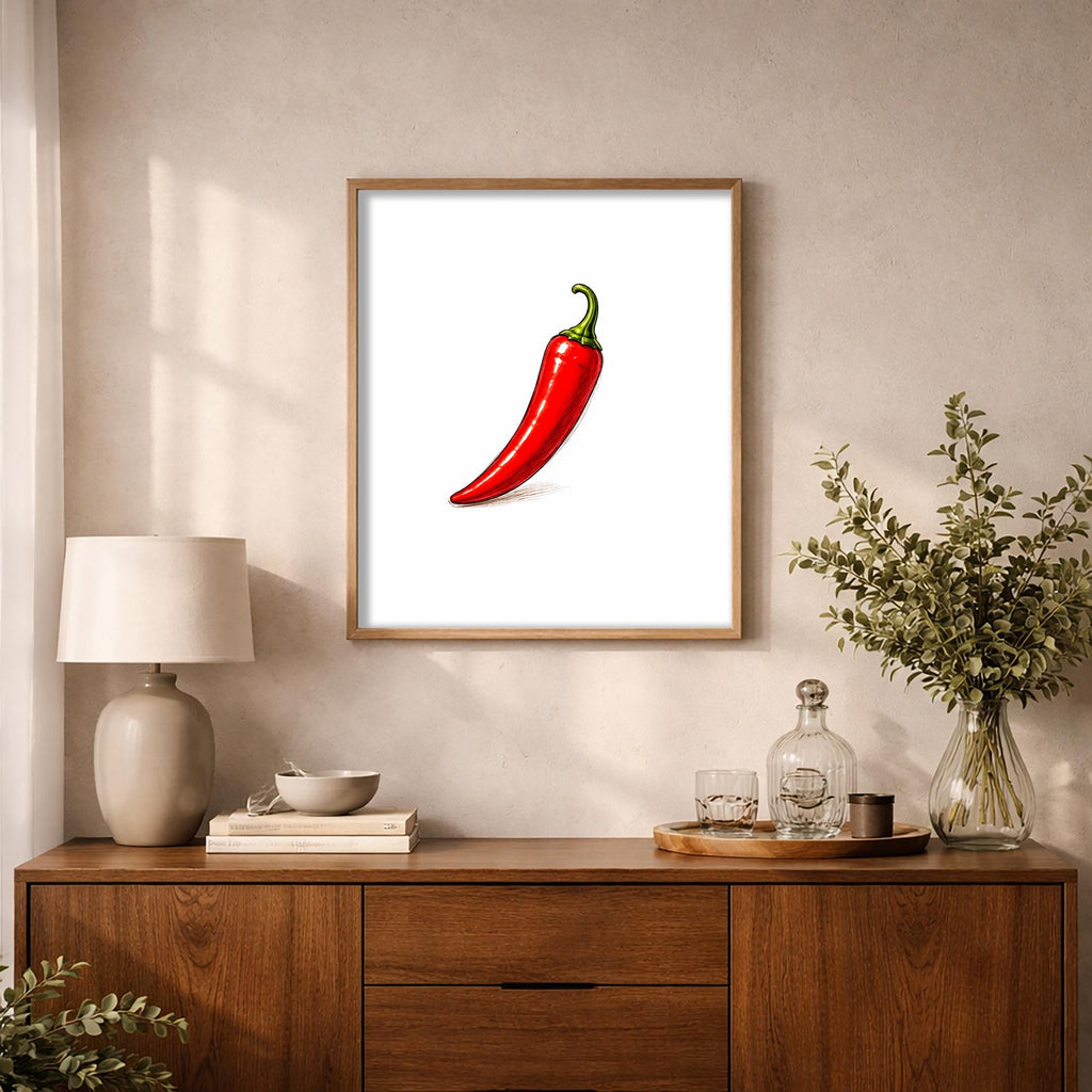 Ateşli Kırmızı Biber: Cesur ve Canlı Çerçeveli Poster – Dekorasyonunuza Renk Katın!