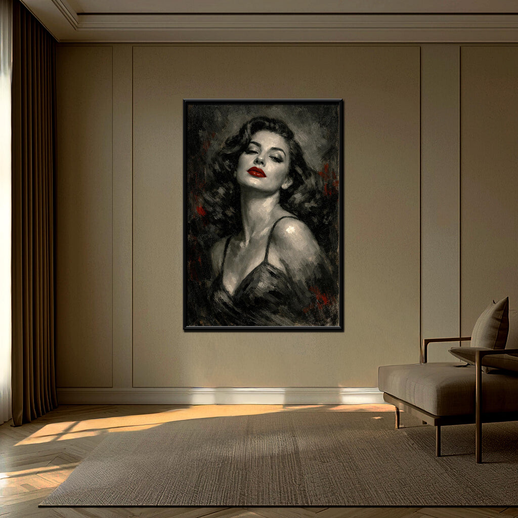 Ava Gardner Portresi | Vintage Cazibe, Kırmızı Dudaklar Sanatı