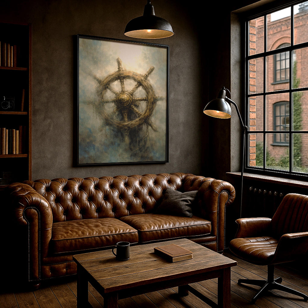 Gemi Direksiyonu Duvar Sanatı | Denizcilik Temalı Baskı, Dikey Okyanus Dekorasyonu