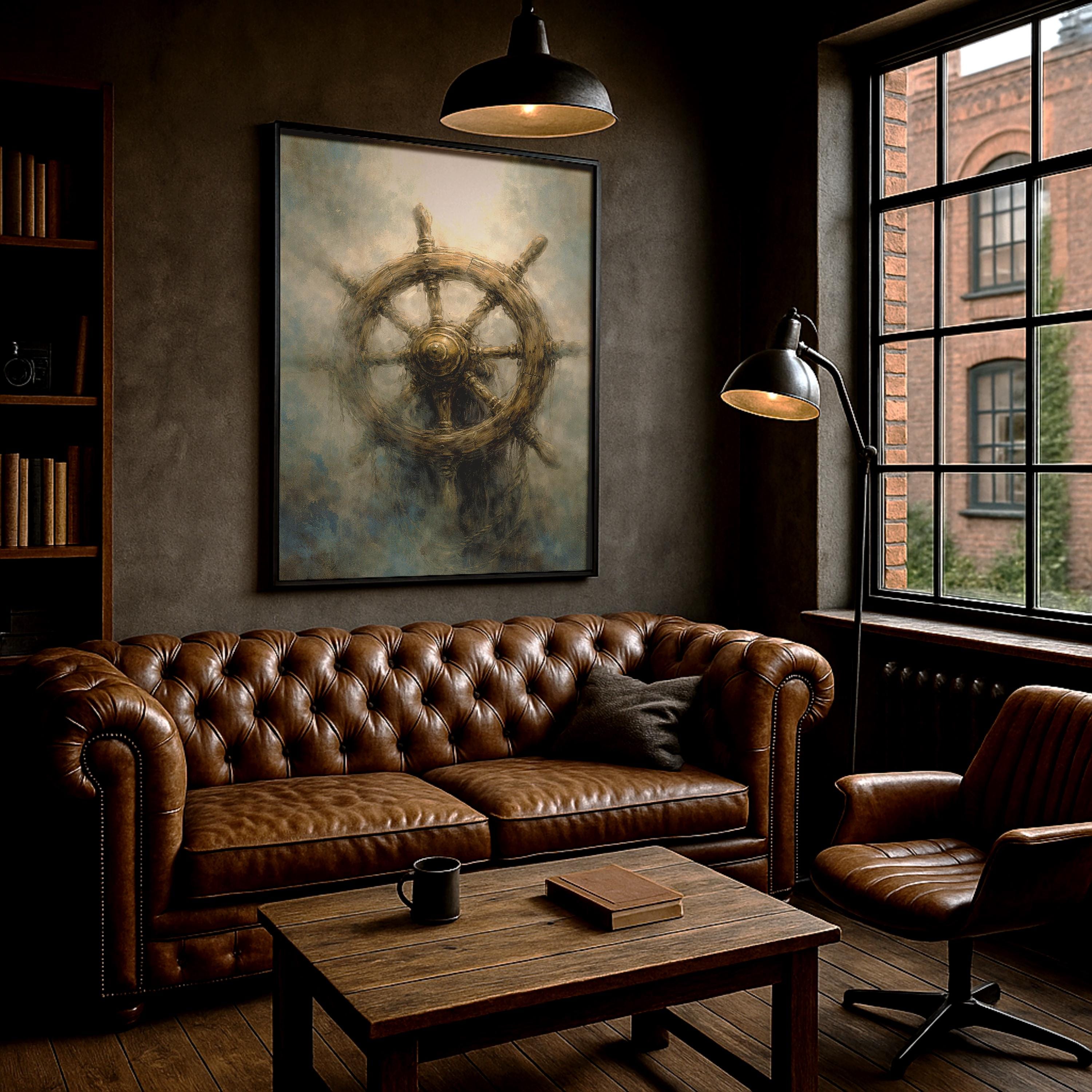 Gemi Direksiyonu Duvar Sanatı | Denizcilik Temalı Baskı, Dikey Okyanus Dekorasyonu