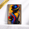 Caz Serenadı: Soyut Diva Çerçeveli Poster – Cesur Renkler ve Melodik Canlılık