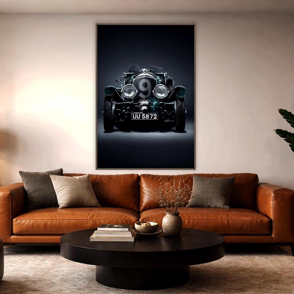 Klasik Araba Duvar Sanatı | Klasik Yarış Otomobili Baskısı, Retro Motor Sporları Sanatı, Erkeklere Özel Duvar Dekoru