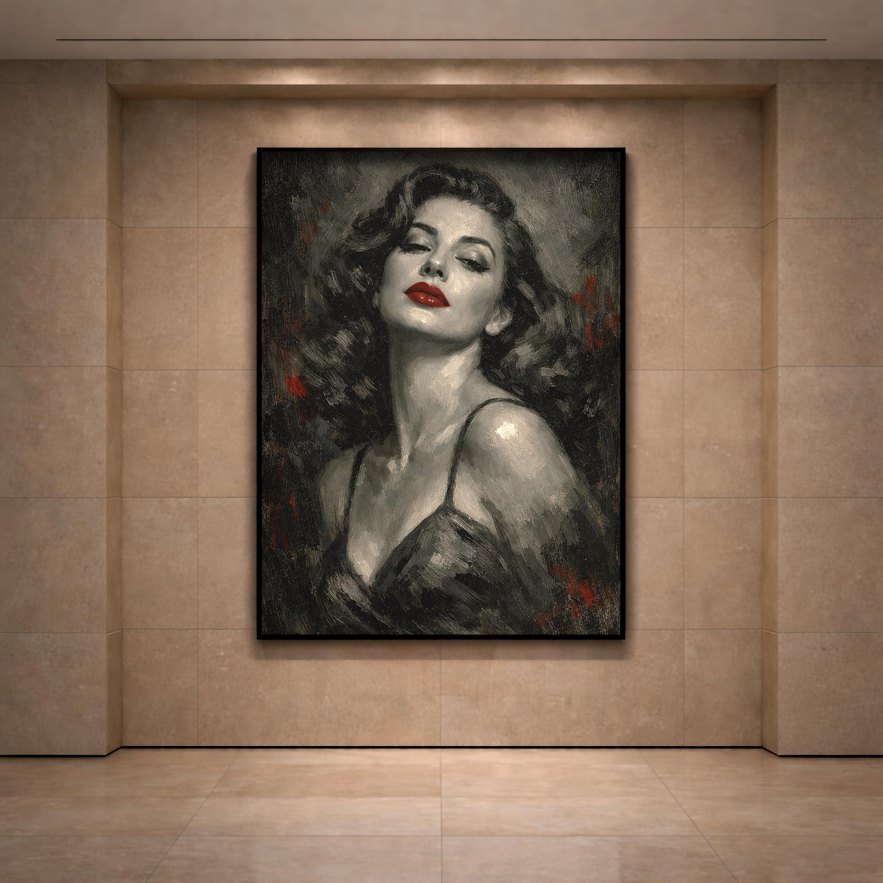 Ava Gardner Portresi | Vintage Cazibe, Kırmızı Dudaklar Sanatı