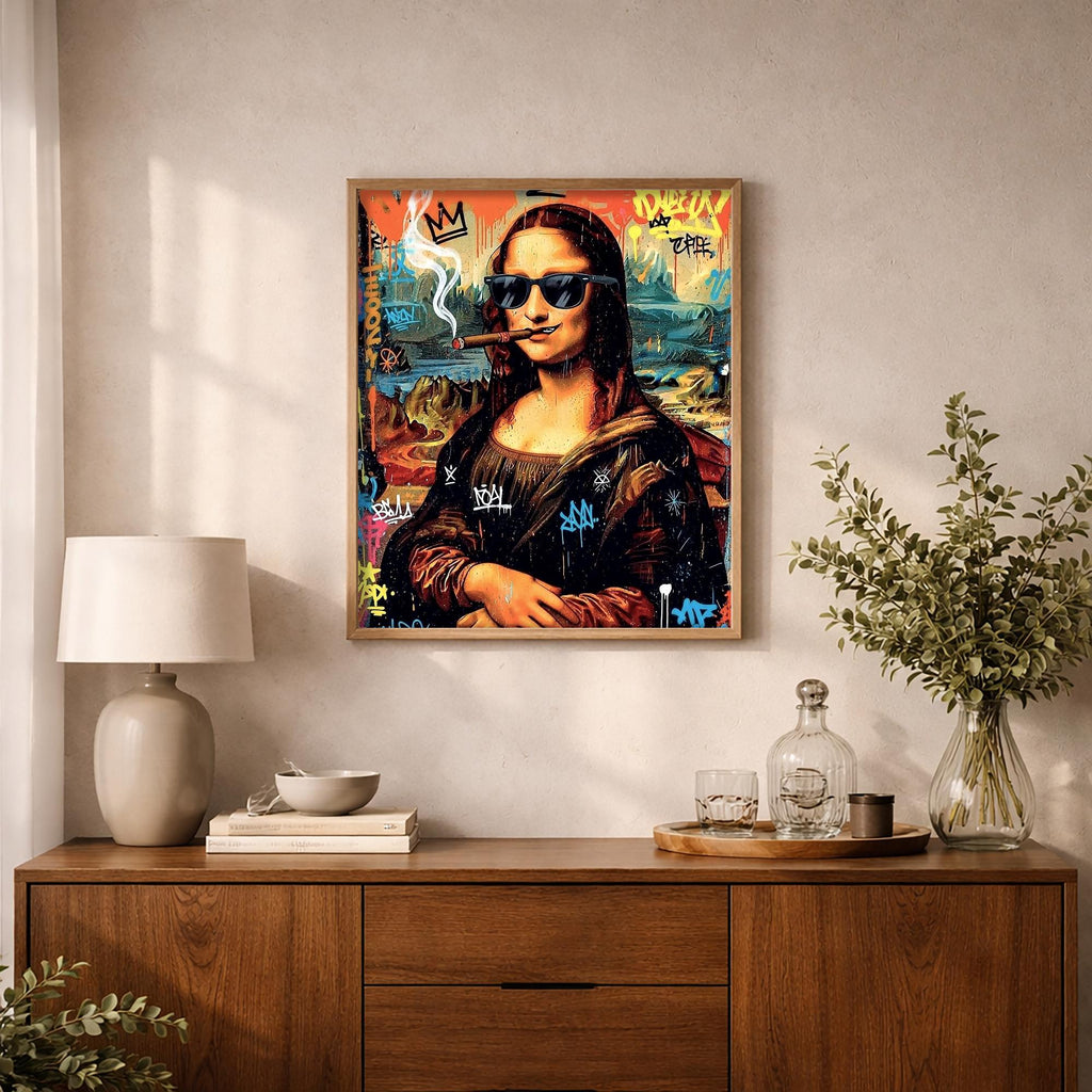 Mona Lisa Şehir Grafiti Sanatı | Pop Sokak Sanatı Baskısı | Modern Dikkat Çekici Dekorasyon