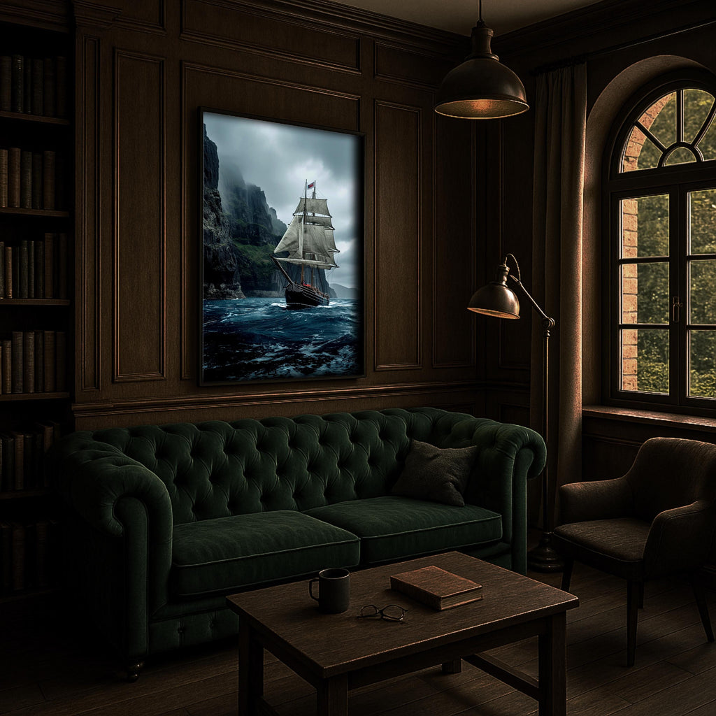 Ocean Journey Sailing Ship Wall Art | Nautical Sea Print, Adventure Maritime Poster