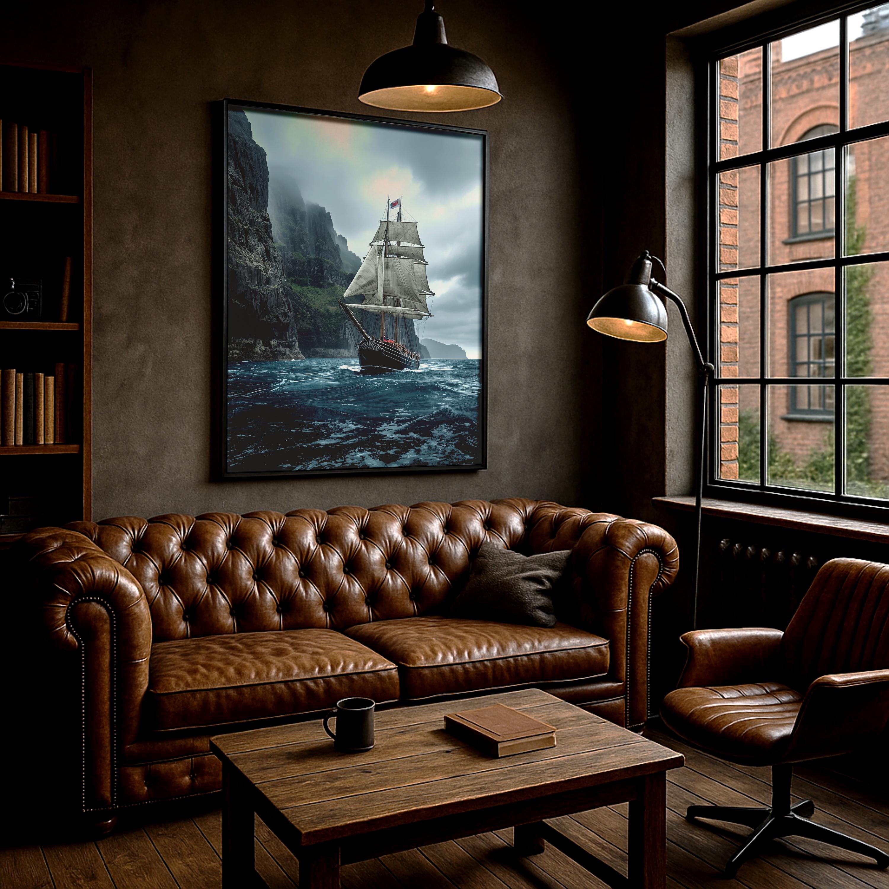 Okyanus Yolculuğu Yelkenli Gemi Duvar Sanatı | Denizcilik Baskısı, Macera Denizcilik Posteri