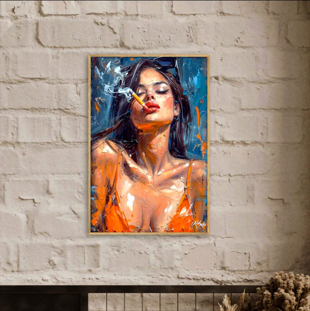 Moody Woman Portrait Art | Cinematic Editorial Style, Pine Frame