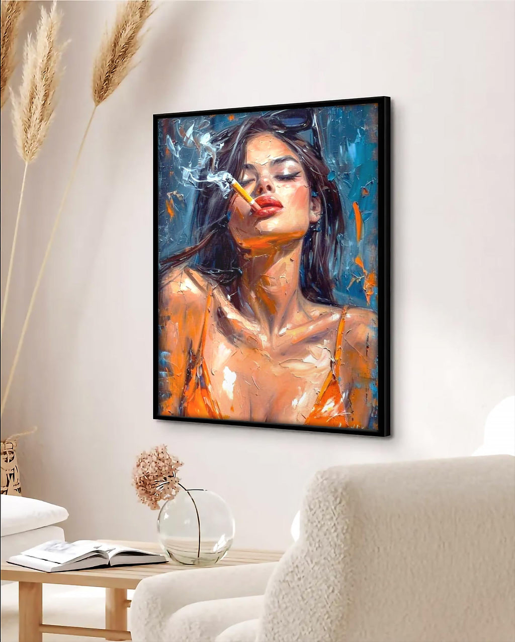 Moody Woman Portrait Art | Cinematic Editorial Style, Pine Frame