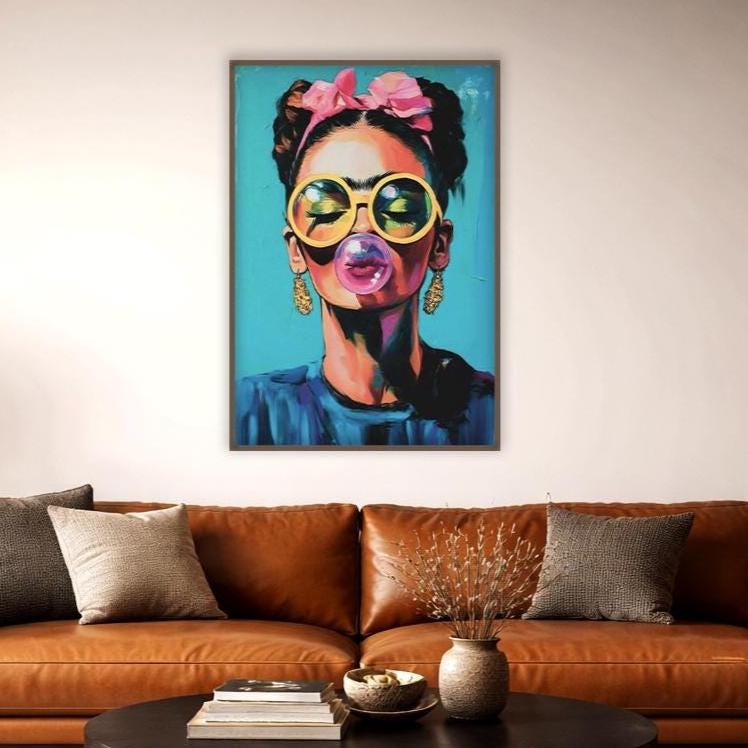 Frida Kahlo Renkli Pop Art Portre Duvar Sanatı | Cesur ve Kadınsı Dekorasyon