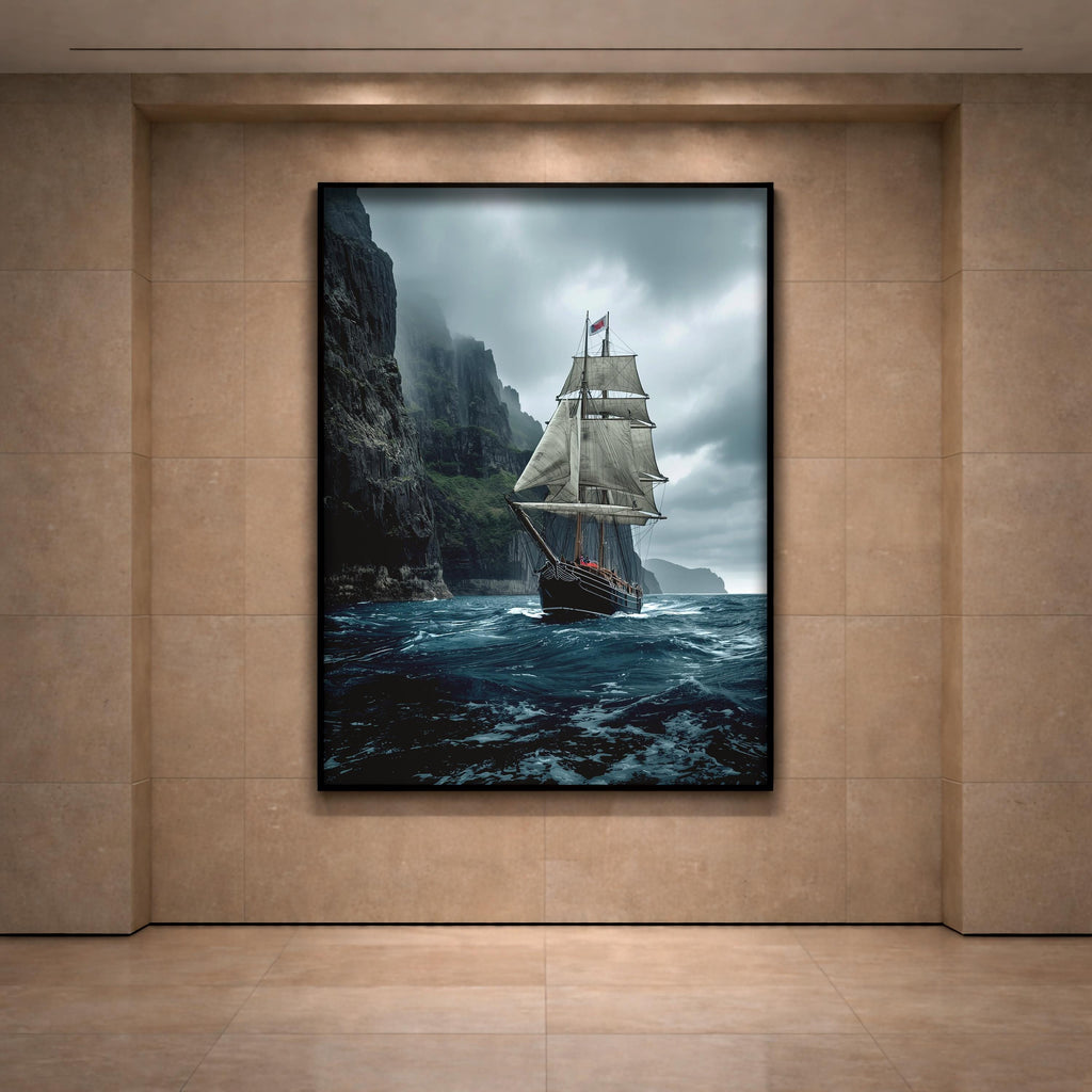 Ocean Journey Sailing Ship Wall Art | Nautical Sea Print, Adventure Maritime Poster