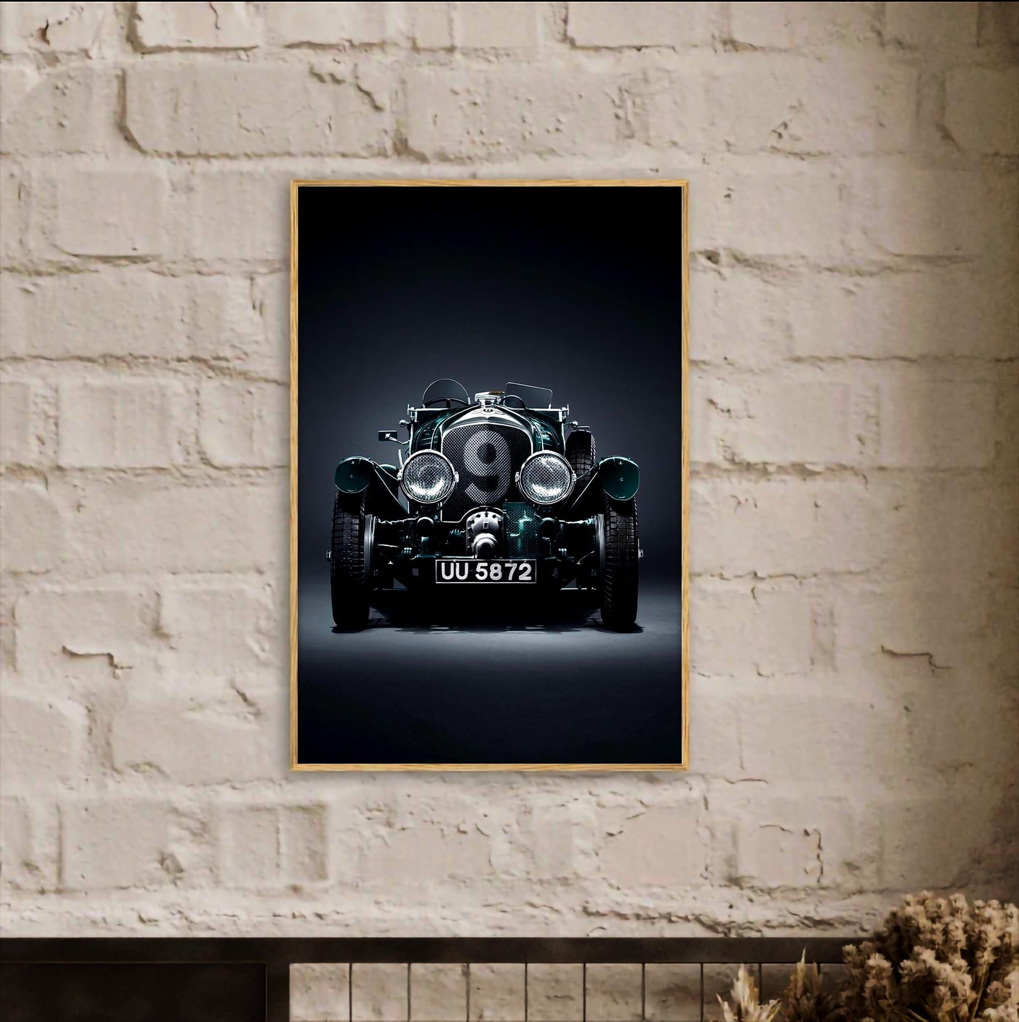 Klasik Araba Duvar Sanatı | Klasik Yarış Otomobili Baskısı, Retro Motor Sporları Sanatı, Erkeklere Özel Duvar Dekoru