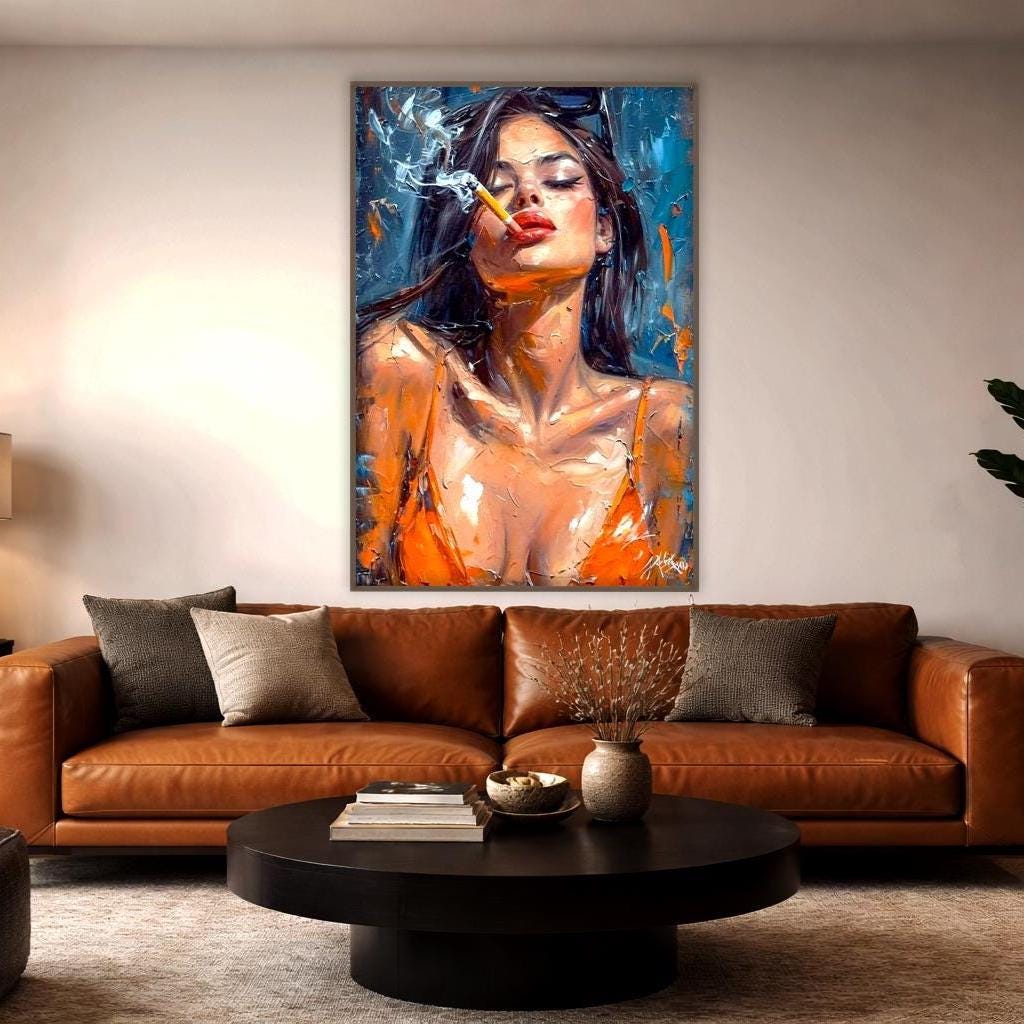 Moody Woman Portrait Art | Cinematic Editorial Style, Pine Frame