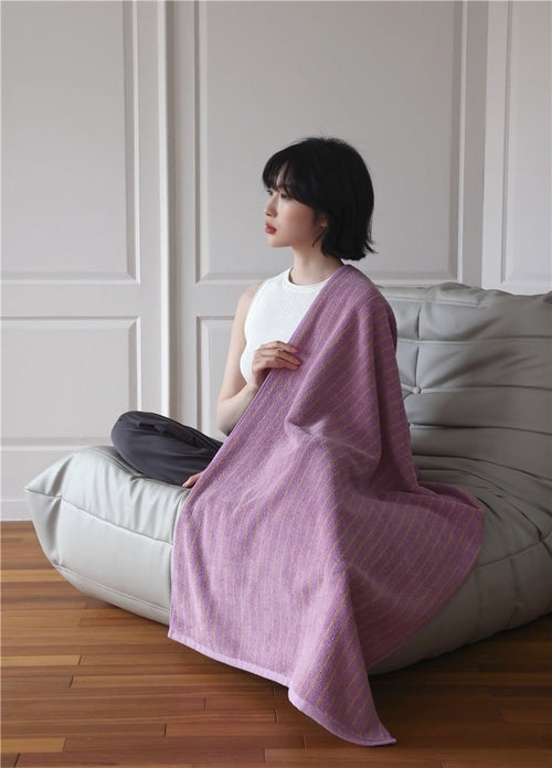 Ultra Soft Absorbent Retro Stripe Bath Towel - 100% Organic Cotton